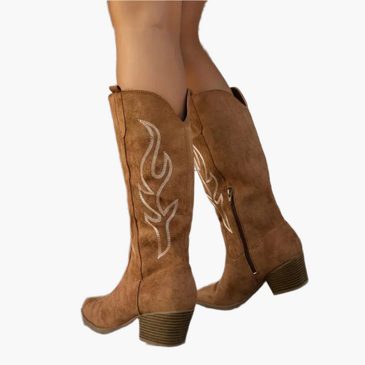 Damen Kniehohe Cowboystiefel Western Stil mit Absatz – Modische Stiefel für Alltag und besondere Anlässe
