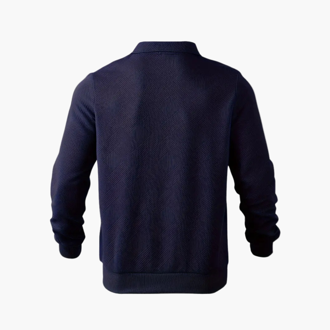 Herren Sweatshirt mit Reißverschluss und geometrischem Muster – Stilvolles Vintage-Design für Alltag und Freizeit