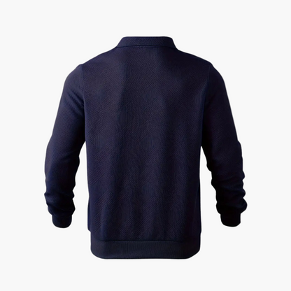Herren Sweatshirt mit Reißverschluss und geometrischem Muster – Stilvolles Vintage-Design für Alltag und Freizeit