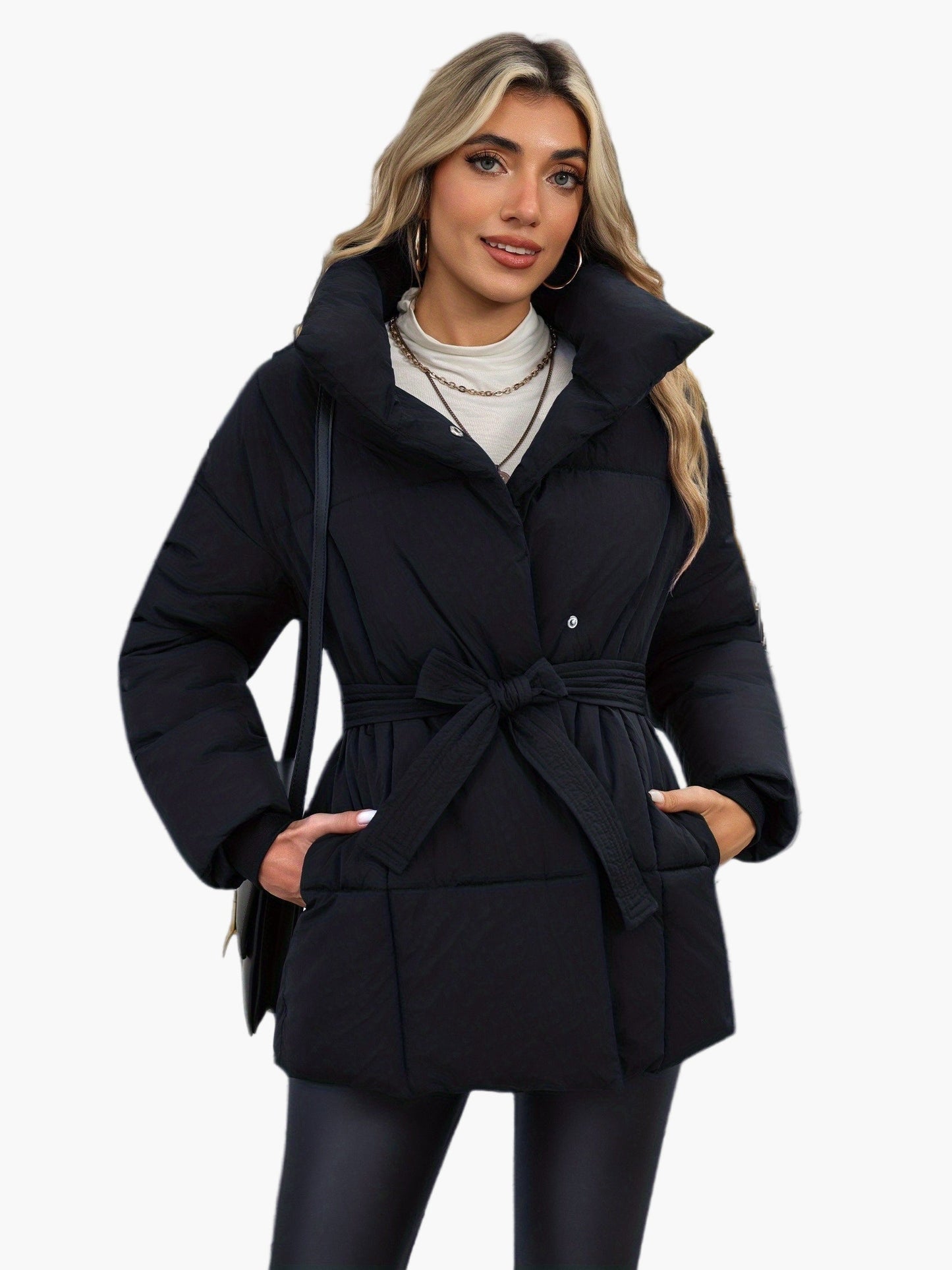 Damen Steppjacke mit Taillengürtel – Modische Winterjacke für Alltag und Freizeit