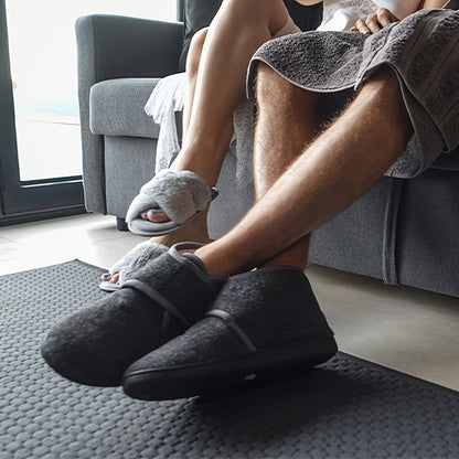 Herren Komfort Hausschuhe mit Klettverschluss und Knöchelunterstützung – Vintage Stil für Zuhause