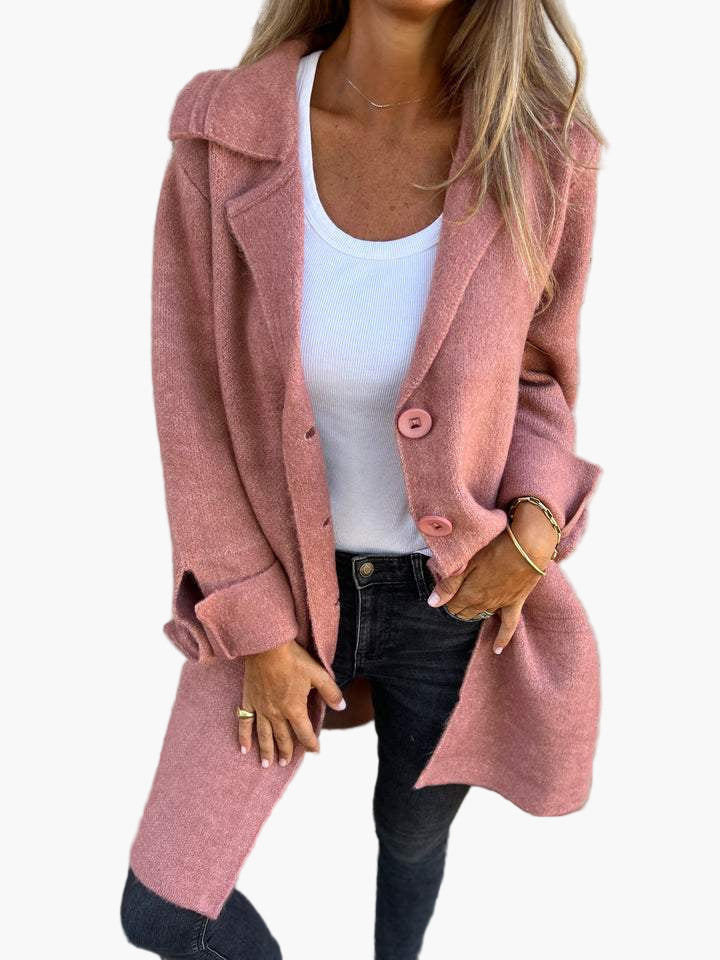 Damen Langer Casual Mantel mit Aufschlägen – Moderner Alltags- und Business-Look