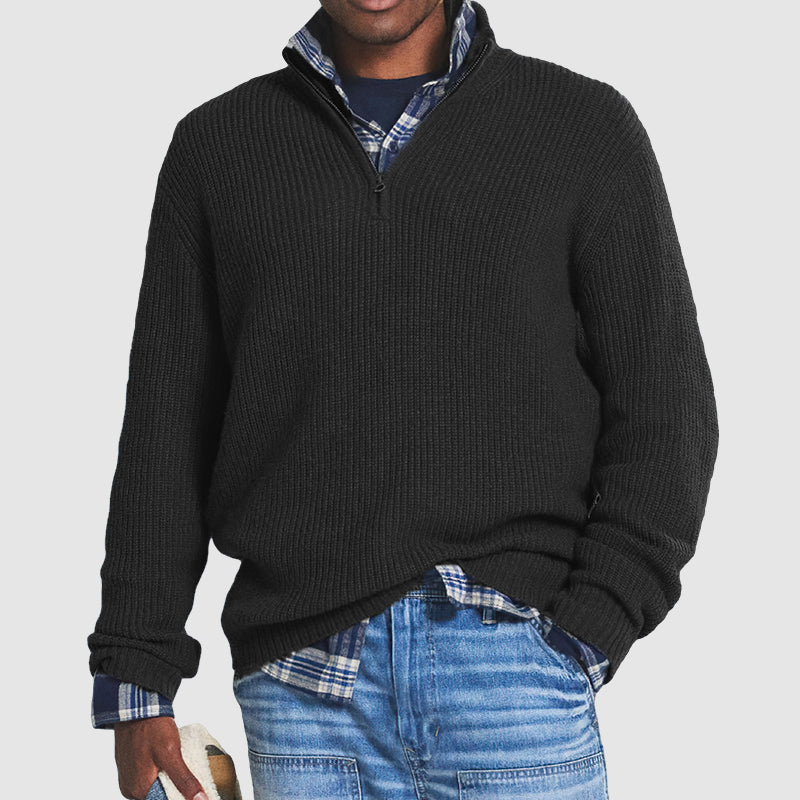 Herren Strickpullover mit Reißverschluss – Business Casual Freizeitpullover