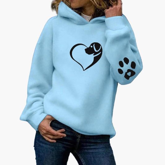 Damen Hoodie mit Hundemotiv Herz und Pfote – Tierfreund Geschenk, lässig und gemütlich