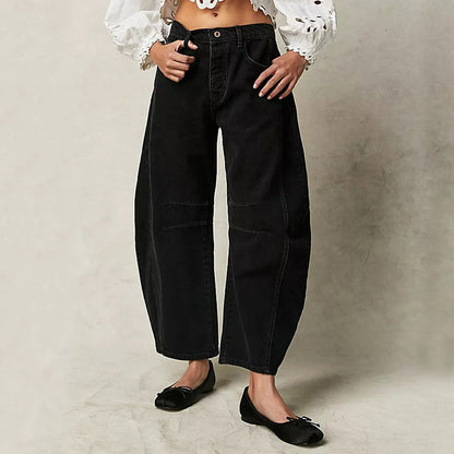 Damen Sommerhose – Weite High Waist Freizeithose mit geradem Bein für Büro oder Alltag