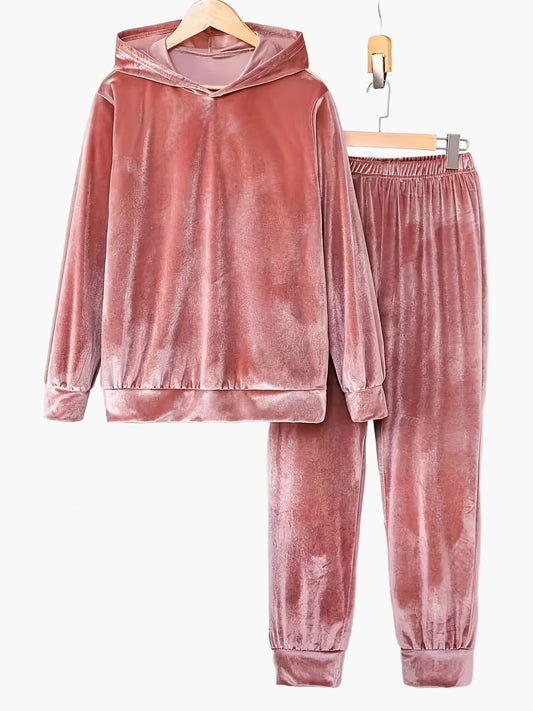 Damen Freizeit Hausanzug mit Kapuze – Bequemer Lounge- und Jogginganzug für Herbst und Winter