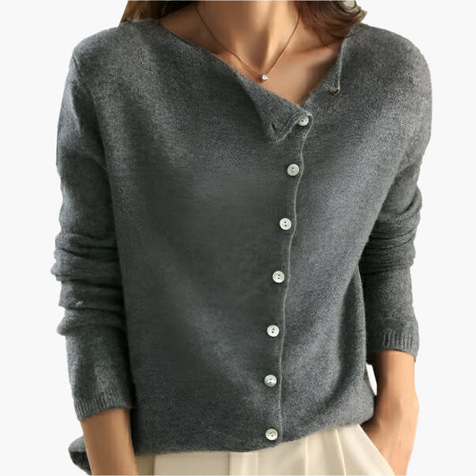 Damen Strickjacke mit seitlicher Knopfleiste – Eleganter Alltags-Cardigan
