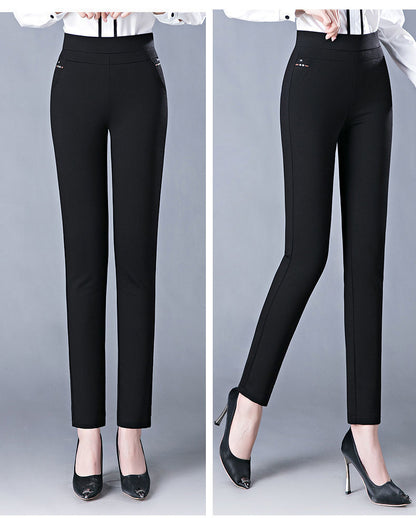 Imogen – Elastische Damenhose mit hohem Bund und Streifenmuster