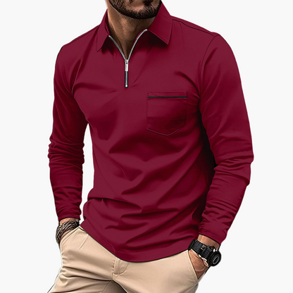 Herren Langarm-Poloshirt mit Brusttasche – Klassischer Stil für Alltag und Büro