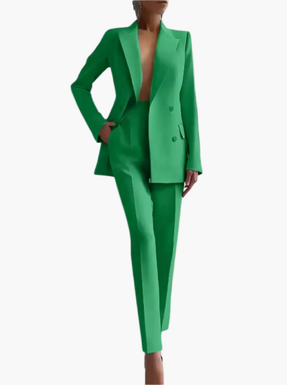 Damen Business Sommer Anzug Zweiteiler – Eleganter Blazer & Hohe Taille Hose für Büro und Alltag