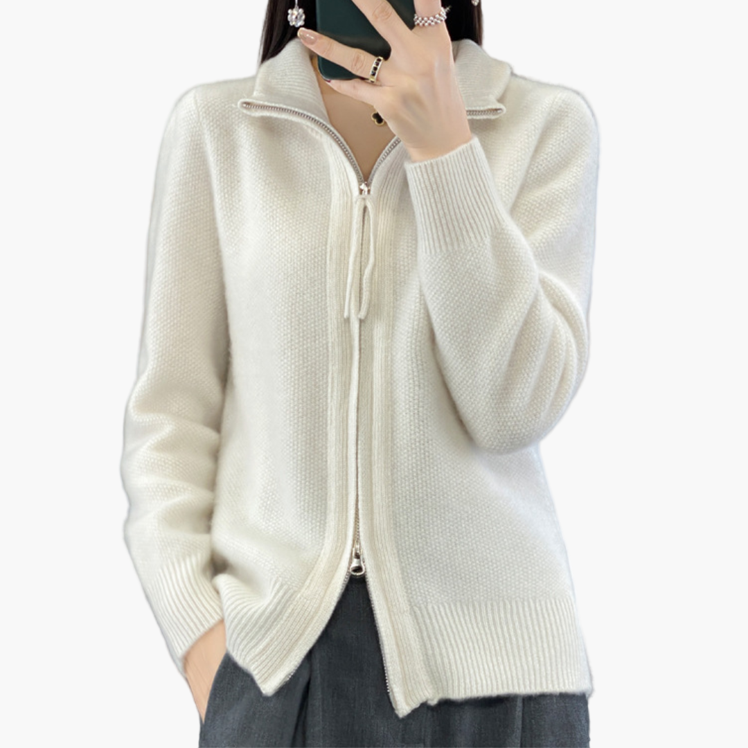 Damen Strickjacke mit Reißverschluss – Eleganter Cardigan für Alltag und Büro