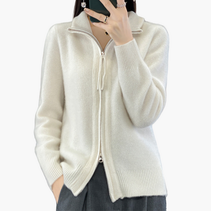 Damen Strickjacke mit Reißverschluss – Eleganter Cardigan für Alltag und Büro