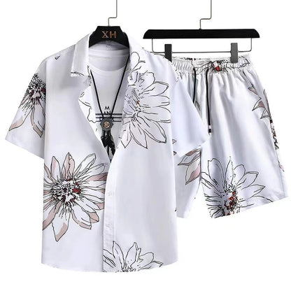 Herren Sommer Freizeit Set – Kurzarm Hemd und Shorts, Modernes Design, Ideal für Alltag & Urlaub