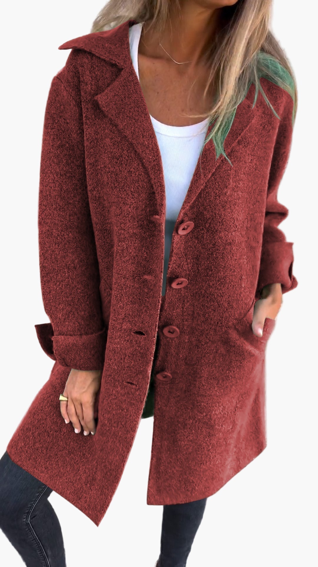 Damen Langer Casual Mantel mit Aufschlägen – Moderner Alltags- und Business-Look