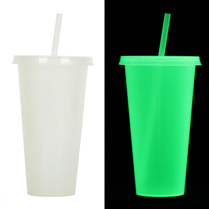 Halloween Becher mit Strohhalm – Leuchtender Partybecher für Halloween-Partys & Gruselige Dekoration