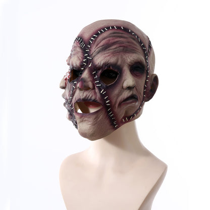 Halloween Drei-Seiten-Frankenstein Gesichtsmaske für Erwachsene – Gruselige Kostümmaske für Horror-Partys