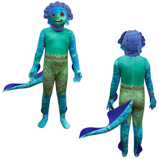 Kinder Halloween Kostüm Seemonster – Cartoon Ganzkörperanzug für Jungen und Mädchen – Perfekt für Halloween-Partys & Trick-or-Treat