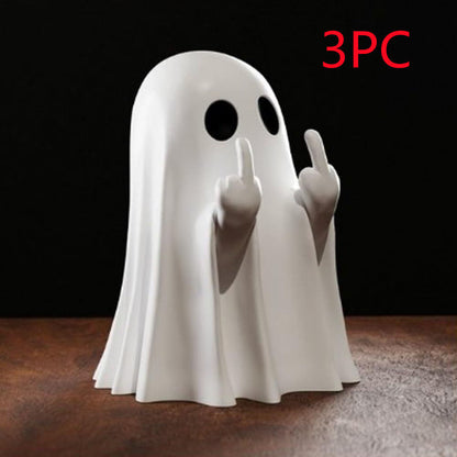 Halloween Dekofigur Geist mit Mittelfinger – Lustige Gruseldeko für Halloween-Partys