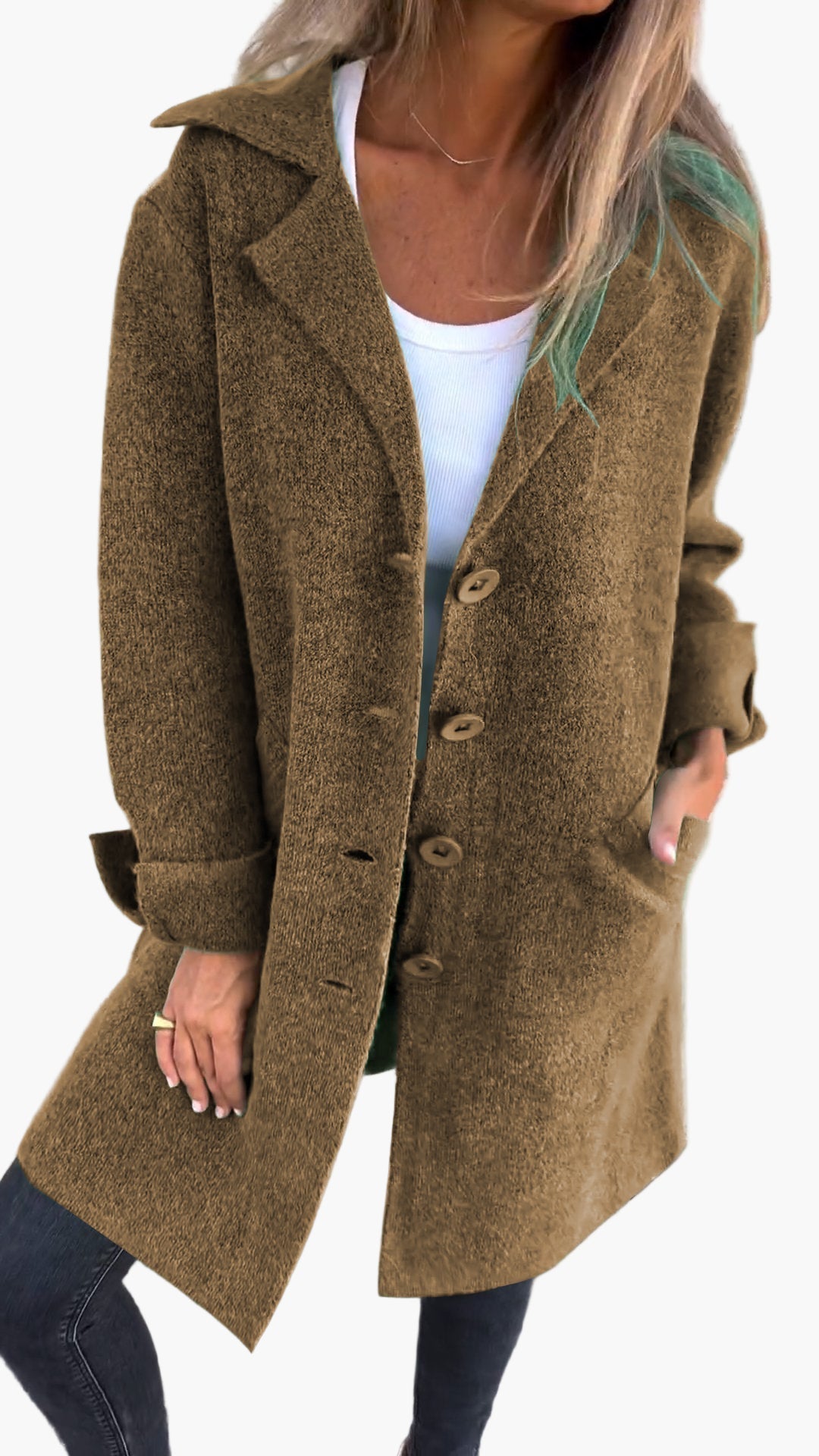 Damen Langer Casual Mantel mit Aufschlägen – Moderner Alltags- und Business-Look