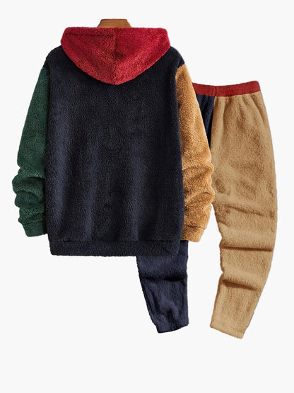 Herren Fleece Zwei­tei­li­ges Set Kapuzen­pullover & Jogginghose – Lässiger Winter Freizeitanzug