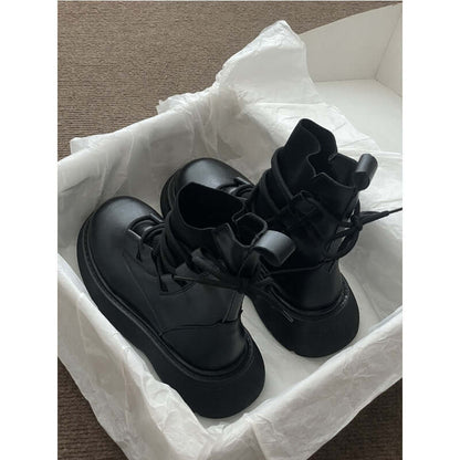 Damen Plateau-Sneaker mit Frontschnürung – Modische High-Top Freizeitschuhe für Alltag & Streetstyle