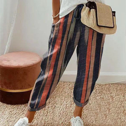 Damen Lässige Freizeithose mit Streifenmuster