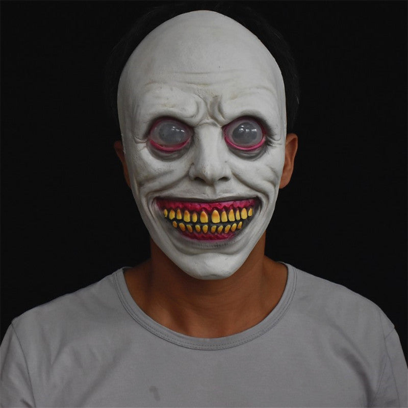 Halloween Dämonenmaske mit weißen Augen – Unisex Latex Gruselmaske für Kostüm & Party