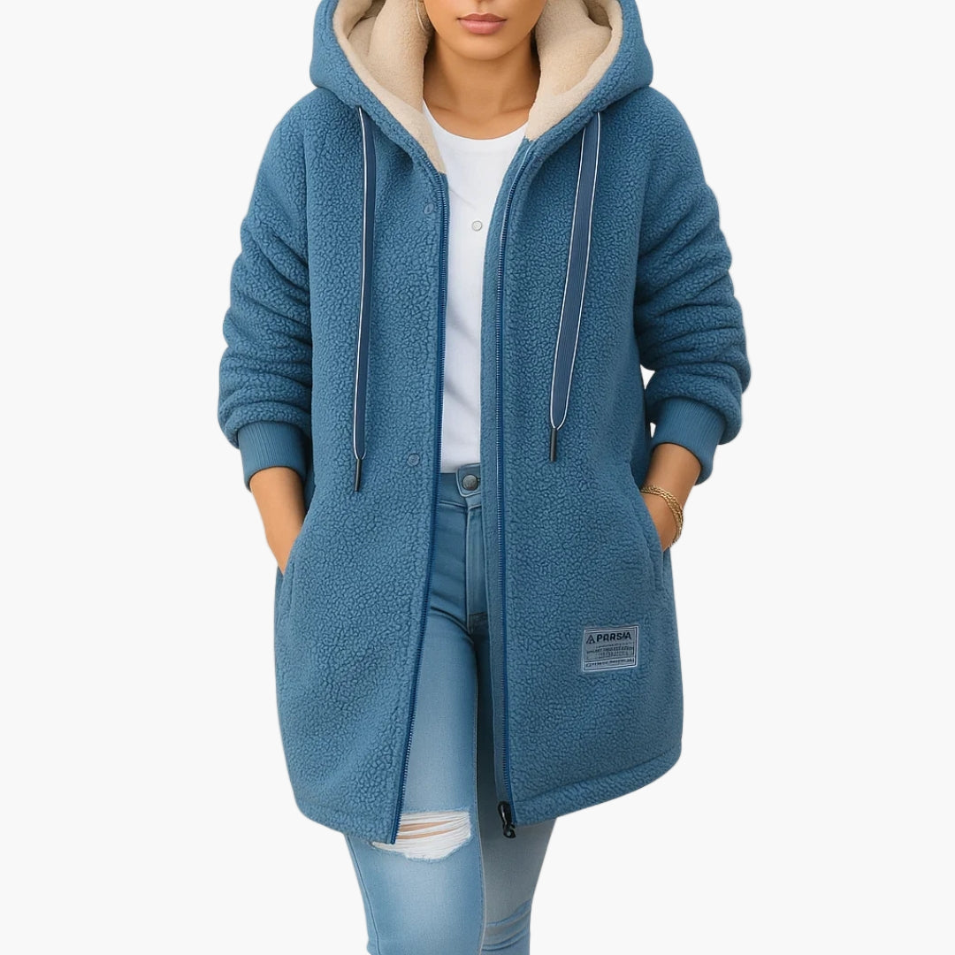 Damen Fleecejacke mit Kapuze – Kuscheliger Freizeitmantel für kühle Tage