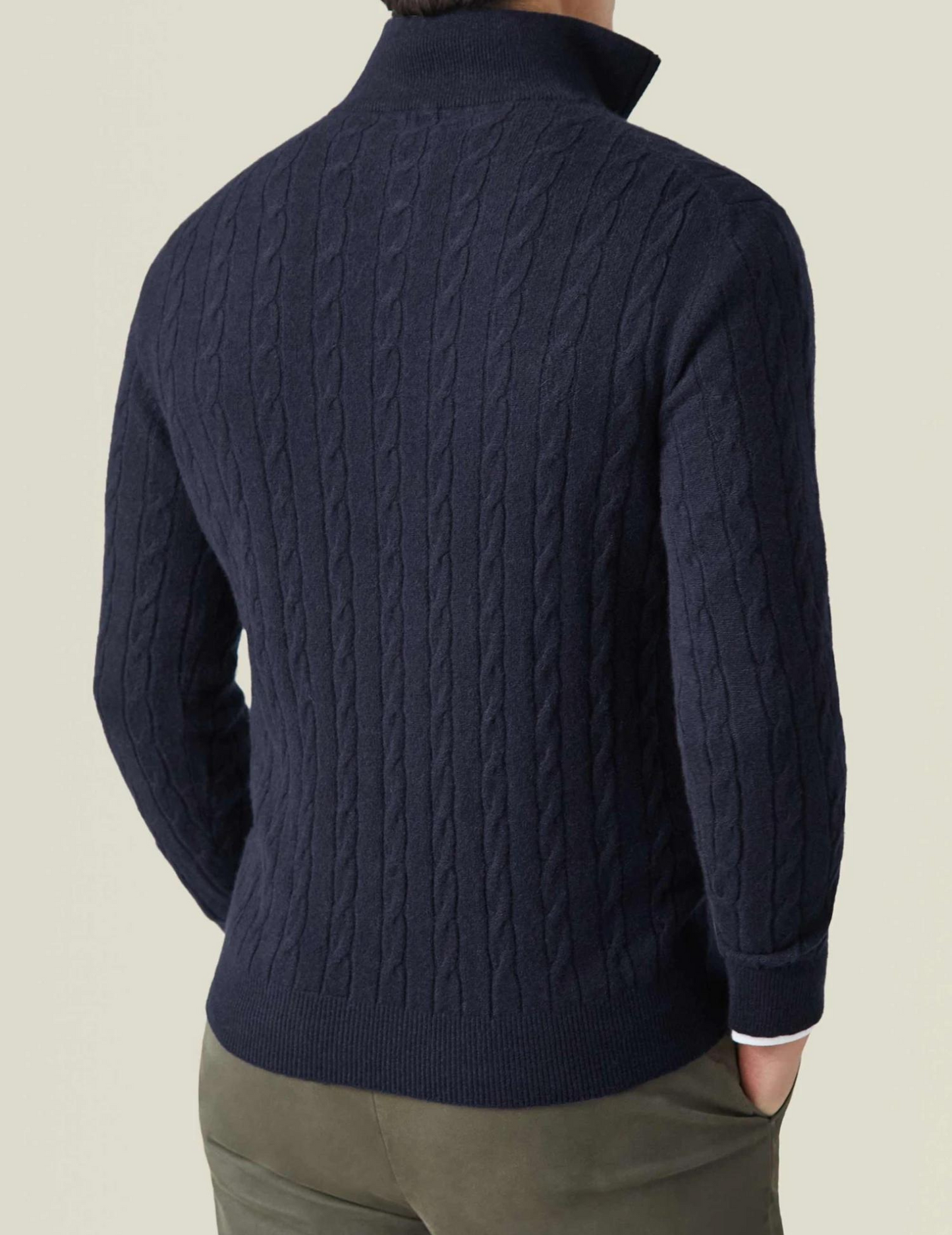 Herren Zopfmuster Pullover mit Reißverschluss – Klassischer Strickstil für Business & Freizeit