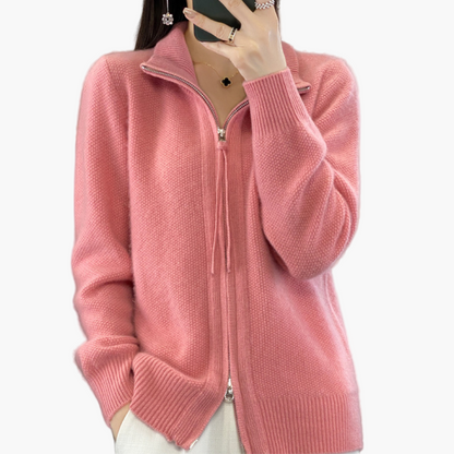 Damen Strickjacke mit Reißverschluss – Eleganter Cardigan für Alltag und Büro