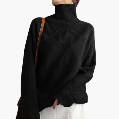 Damen Strickpullover im modernen Rautenmuster – Stilvoller Freizeitpulli für Alltag und Büro