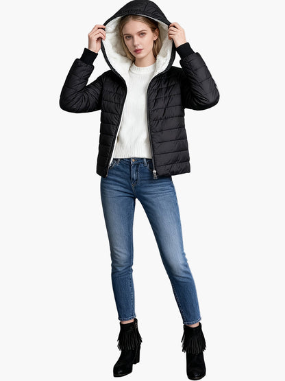 Damen Steppjacke mit Kapuze – Eleganter Wintermantel für Alltag und Freizeit
