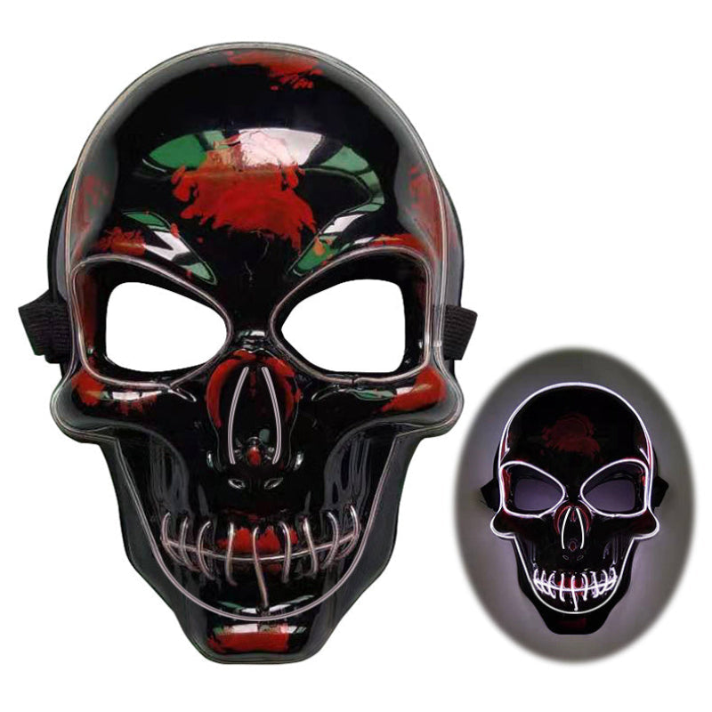 Halloween LED Leuchtende Totenkopfmaske für Erwachsene – Perfekte Grusel-Kostümmaske für Party & Deko