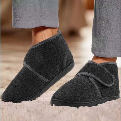Herren Komfort Hausschuhe mit Klettverschluss und Knöchelunterstützung – Vintage Stil für Zuhause