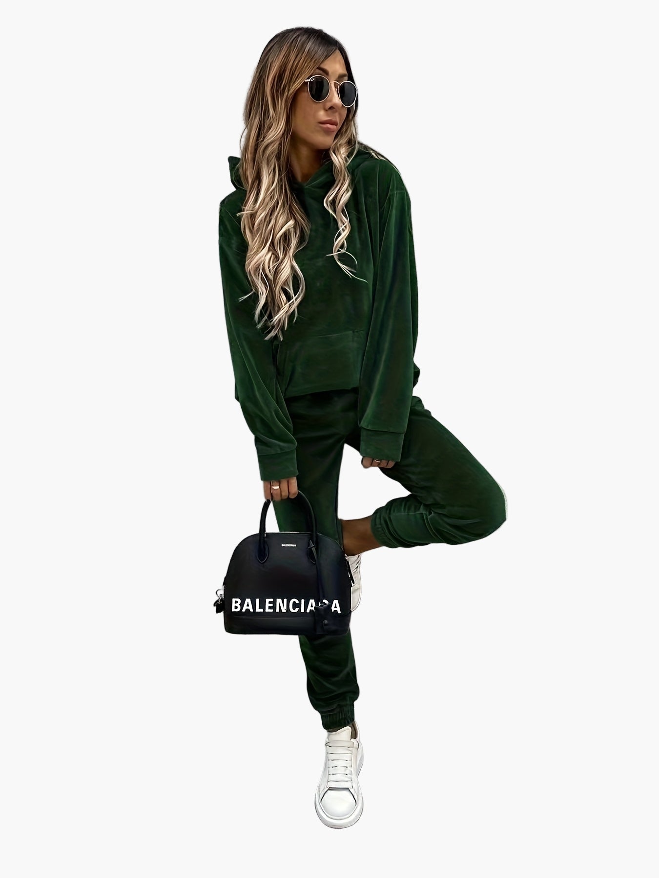 Damen Freizeit Hoodie Jogginganzug Set mit Tasche – Lässiger Streetstyle für Alltag & Reisen