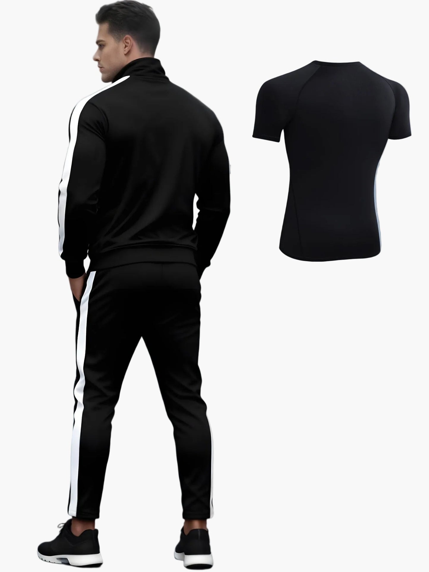 Herren Trainingsanzug Set Sport Freizeit Fitness – 3-teiliges Outfit mit Jacke, T-Shirt und Hose, Regular Fit, Perfekt für Gym und Alltag