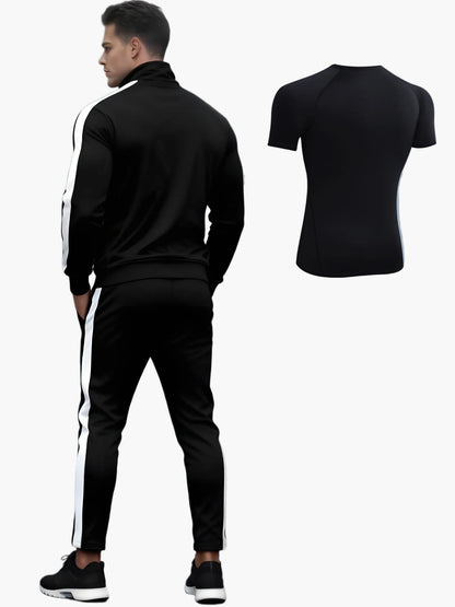 Herren Trainingsanzug Set Sport Freizeit Fitness – 3-teiliges Outfit mit Jacke, T-Shirt und Hose, Regular Fit, Perfekt für Gym und Alltag