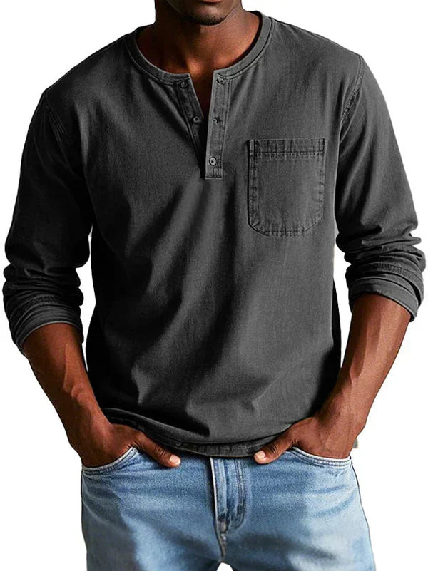Herren Langarmshirt im Vintage-Stil – Klassisches Freizeithemd für Alltag und Büro