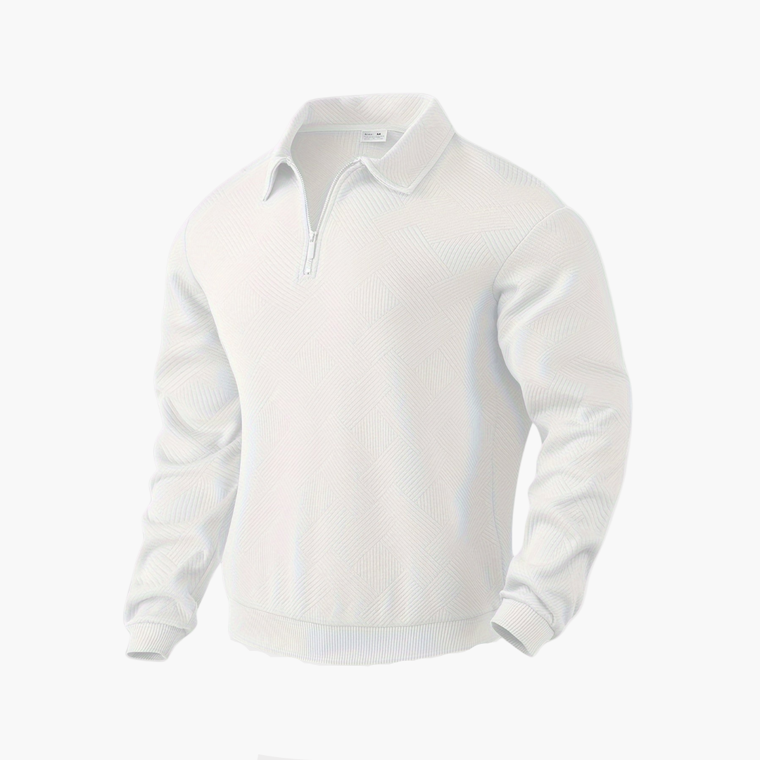 Herren Sweatshirt mit Reißverschluss und geometrischem Muster – Stilvolles Vintage-Design für Alltag und Freizeit