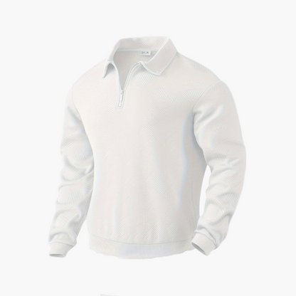 Herren Sweatshirt mit Reißverschluss und geometrischem Muster – Stilvolles Vintage-Design für Alltag und Freizeit