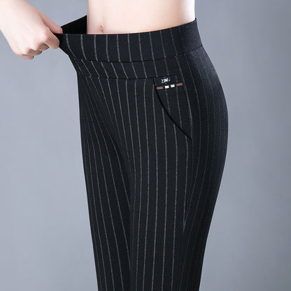 Imogen – Elastische Damenhose mit hohem Bund und Streifenmuster
