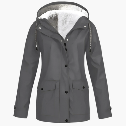 Damen Fleece Gefütterte Regenjacke für Winter Outdoor & Alltag, Winddicht Wasserdicht
