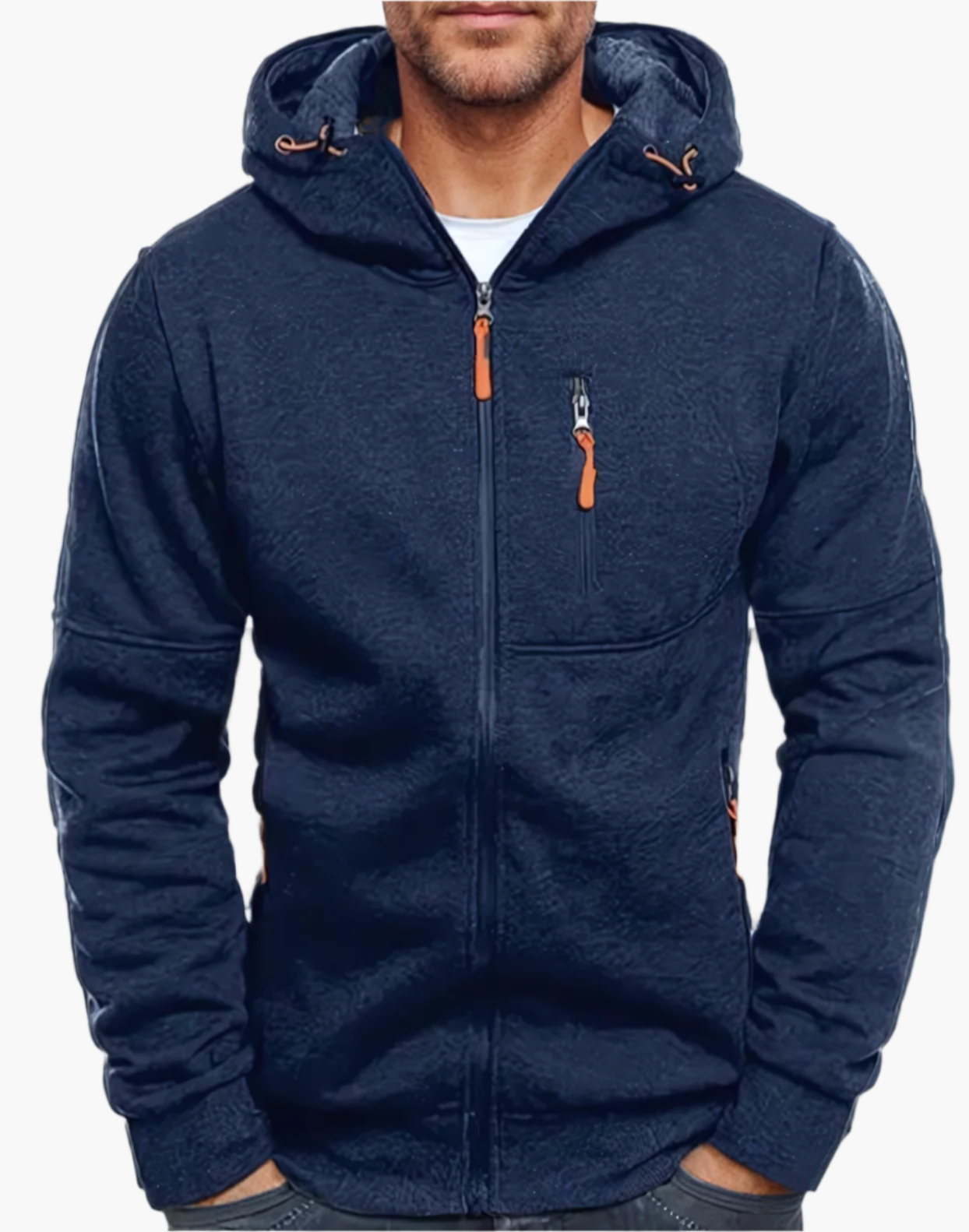 Herren Kapuzenjacke Sportlich Freizeit Hoodie mit Reißverschluss und Taschen