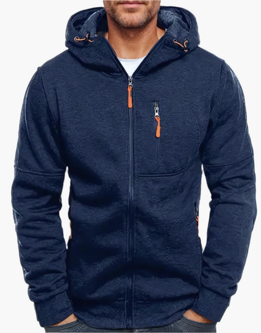 Herren Kapuzenjacke Sportlich Freizeit Hoodie mit Reißverschluss und Taschen