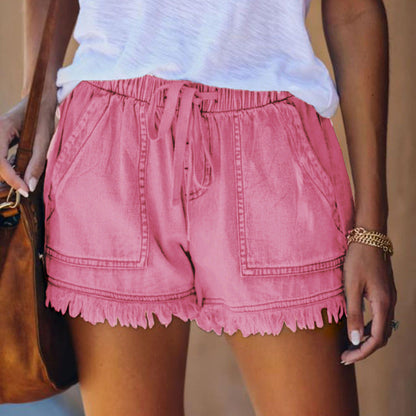Rory – Elastische Jeansshorts mit Fransen
