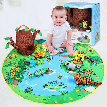 Baby Krabbeldecke Jungle Aktivitätsspieldecke für Jungen und Mädchen – Interaktives Spielzeugset zur Entwicklung