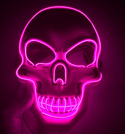 Halloween LED Leuchtende Totenkopfmaske für Erwachsene – Perfekte Grusel-Kostümmaske für Party & Deko