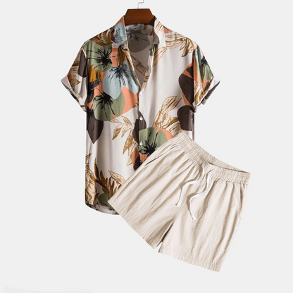 Herren Sommer Freizeit Set – Kurzarm Hemd und Shorts, Modernes Design, Ideal für Alltag & Urlaub