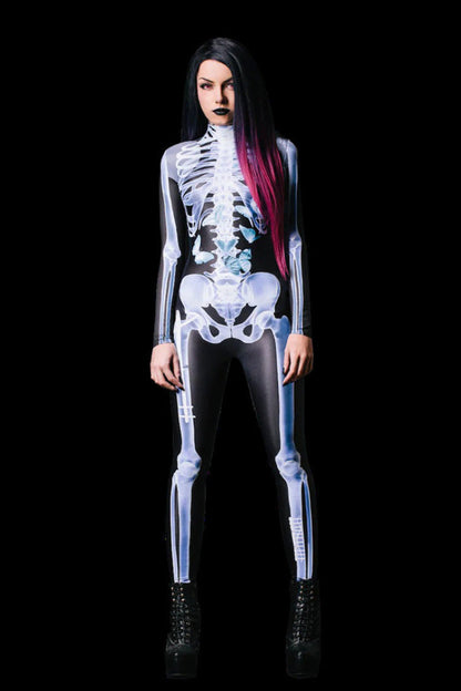 Halloween Ganzkörper Skelett Kostüm für Herren und Damen – Perfekt für Gruselpartys & Karneval
