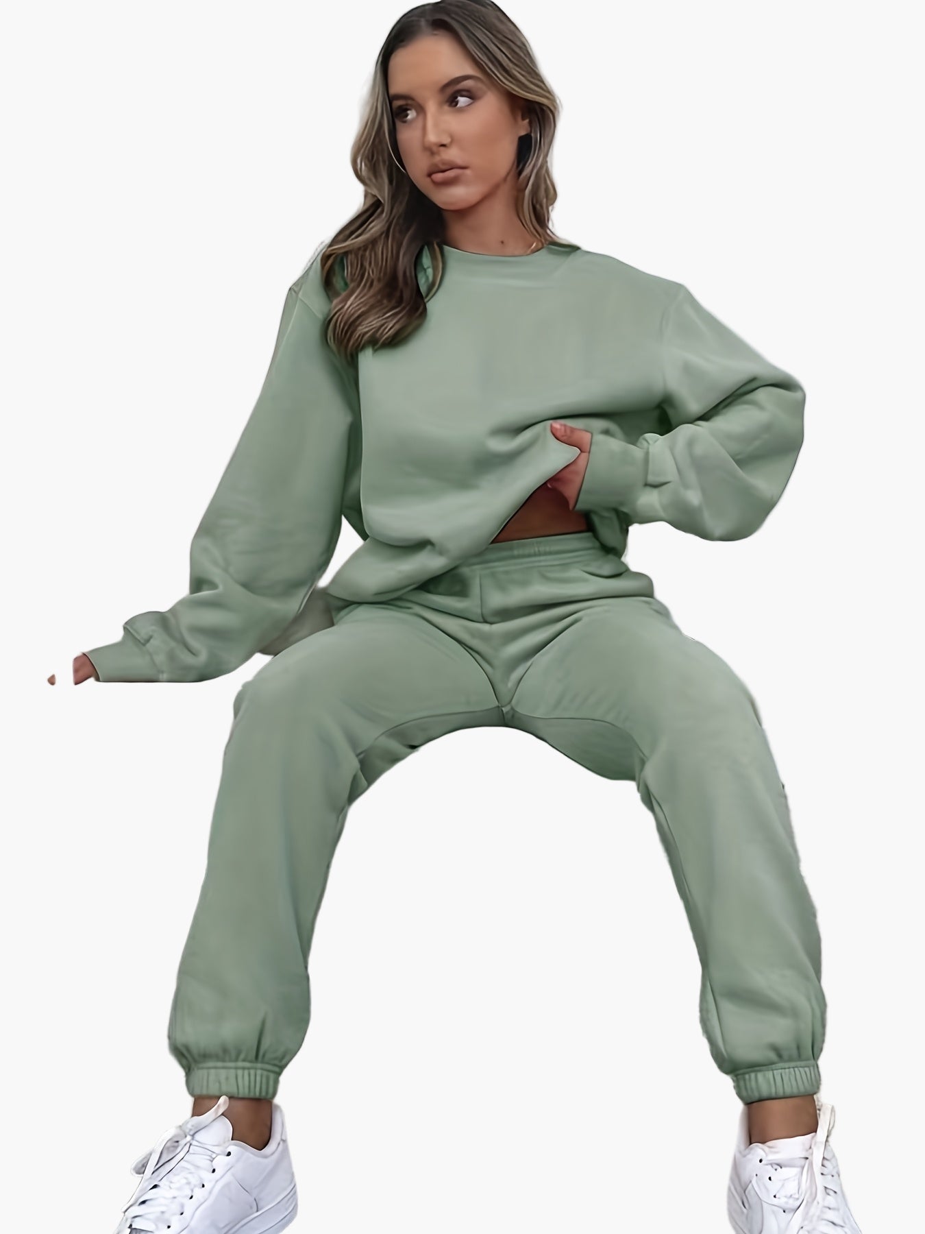 Damen Lounge-Anzug Zweiteiler – Bequemer Freizeitanzug mit Sweatshirt und Jogginghose, eleganter Streetwear-Style